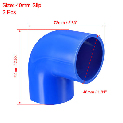 Harfington Uxcell 40mm Slip 90 Degree PVC Pipe Fitting Elbow Coupling Adapter Blue 2 Pcs