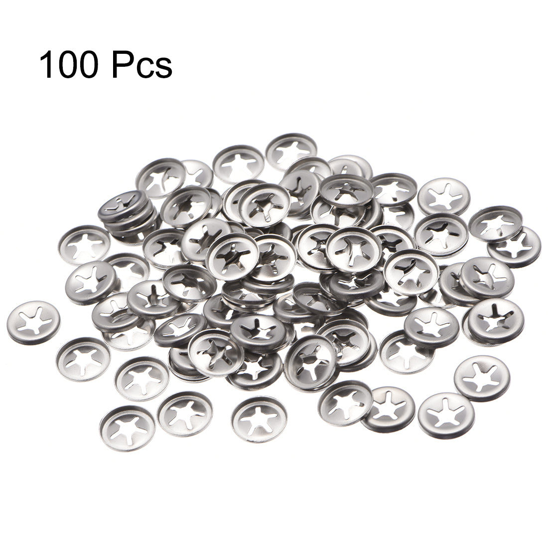 Uxcell Uxcell Star Locking Washers M5 x12 Internal Tooth Push On Locking Washers Clips Fasteners Assortment Kit Silver Tone 100 pcs
