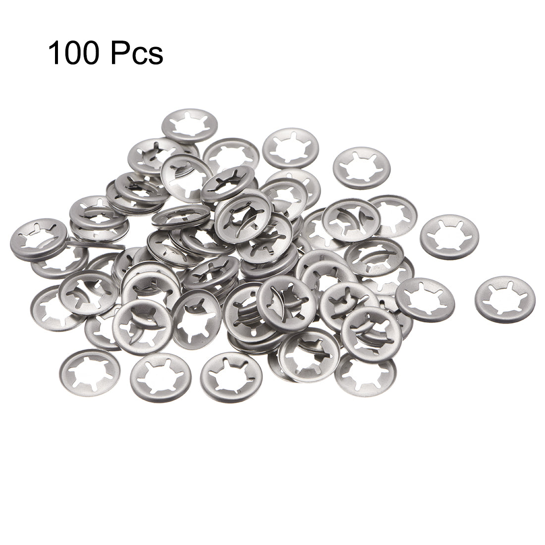 Uxcell Uxcell Star Locking Washers M5 x12 Internal Tooth Push On Locking Washers Clips Fasteners Assortment Kit Silver Tone 100 pcs