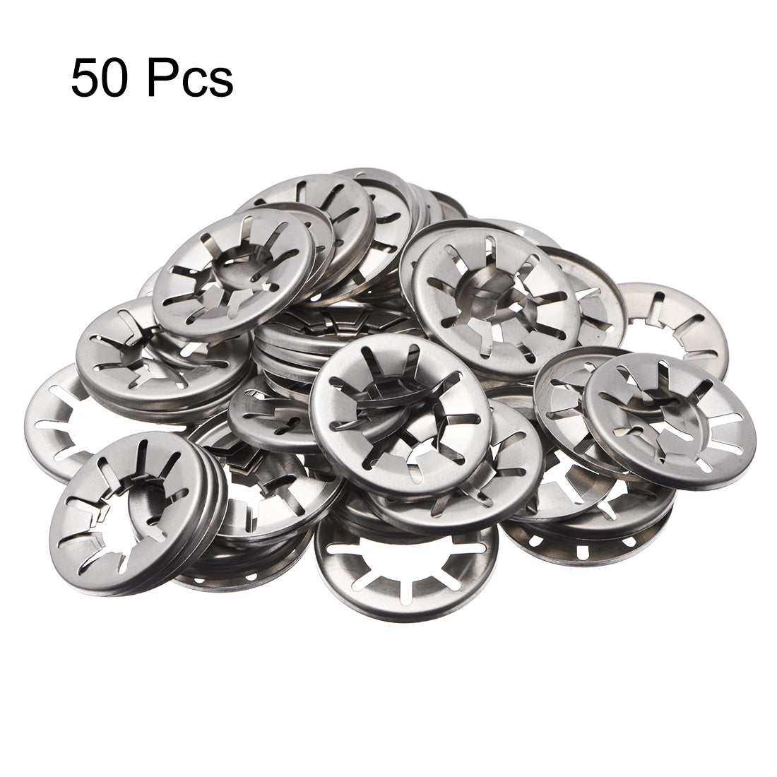 Uxcell Uxcell Star Locking Washers M16 x 28 Internal Tooth Push On Locking Washers Clips Fasteners Assortment Kit Silver Tone 50 pcs