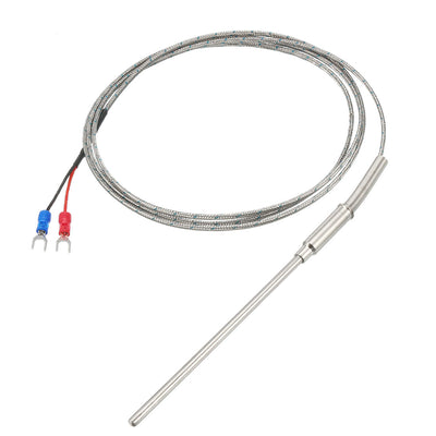 Harfington Uxcell K Type Temperature Sensor Probe 1.5M Cable 4mmx100mm Probe Thermocouple 32~1472°F (0~800°C)