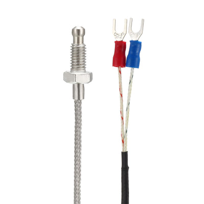 Harfington Uxcell K Type Temperature Sensor Probe Screw Type Thermocouple 5 Meters Cable 26mm Long Probe 32~1112°F (0~600°C) M6 Thread