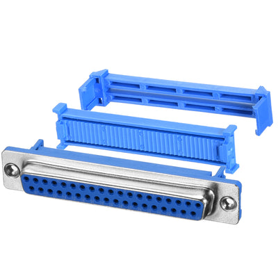 Harfington Uxcell IDC D-Sub Ribbon Cable Connector 37-pin 2-row Female Socket IDC Crimp Port Terminal Breakout for Flat Ribbon Cable Blue