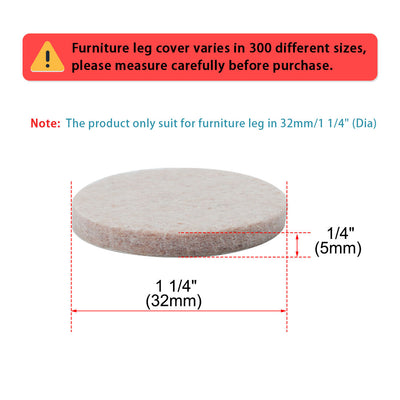 Harfington Uxcell Felt Furniture Pad Round 1 1/4" Self Adhesive Anti-scratch Chair Protector 50pcs