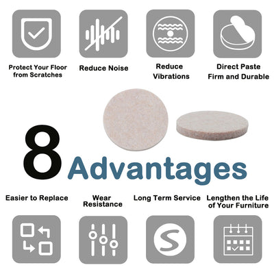 Harfington Uxcell Felt Furniture Pad Round 1 1/4" Self Adhesive Anti-scratch Chair Protector 50pcs