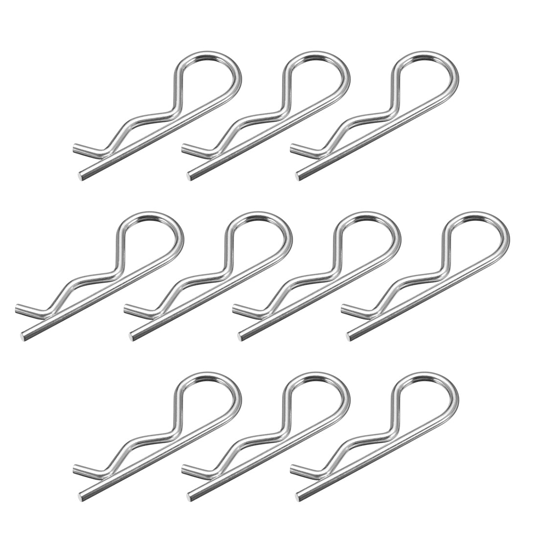 uxcell Uxcell 3mm x 60mm Carbon Steel R Shaped Spring Cotter Clip Pin Fastener Hardware Silver Tone 10 Pcs