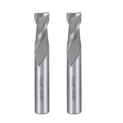 uxcell Uxcell 2pcs 10mm Shank 10mm x 22mm Straight Flat Nose End Mill Cutter CNC Router Bits 2 Flute