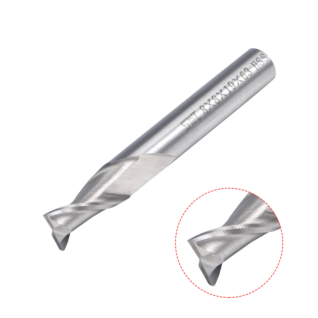 uxcell Uxcell 2pcs 8mm Shank 8mm x 19mm Straight Flat Nose End Mill Cutter CNC Router Bits 2 Flute