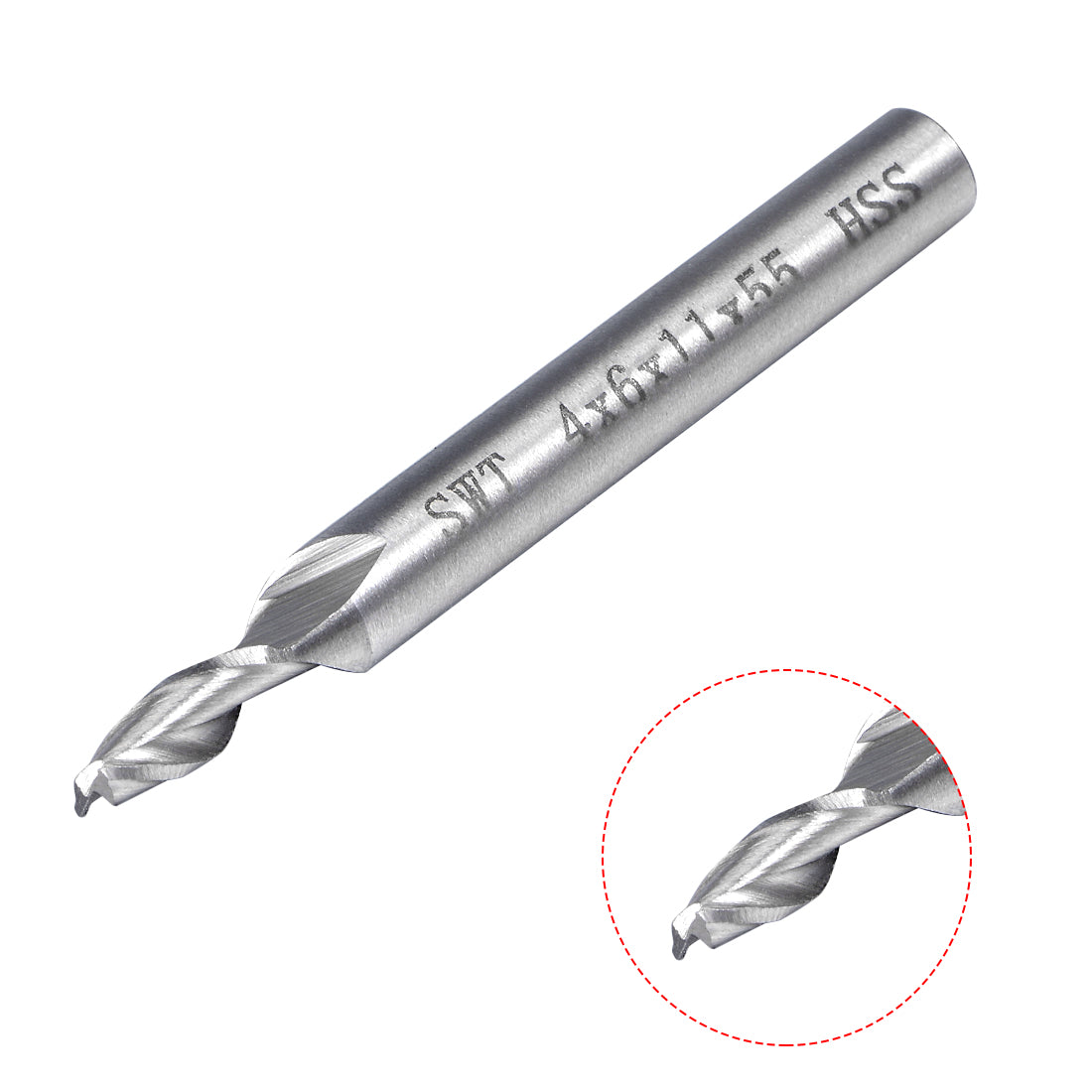 uxcell Uxcell 4pcs 6mm Shank 4mm x 11mm Straight Flat Nose End Mill Cutter CNC Router Bits 2 Flute
