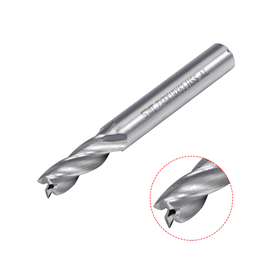uxcell Uxcell 8mm Shank 7mm x 19mm Straight Flat Nose End Mill Cutter CNC Router Bits 4 Flute