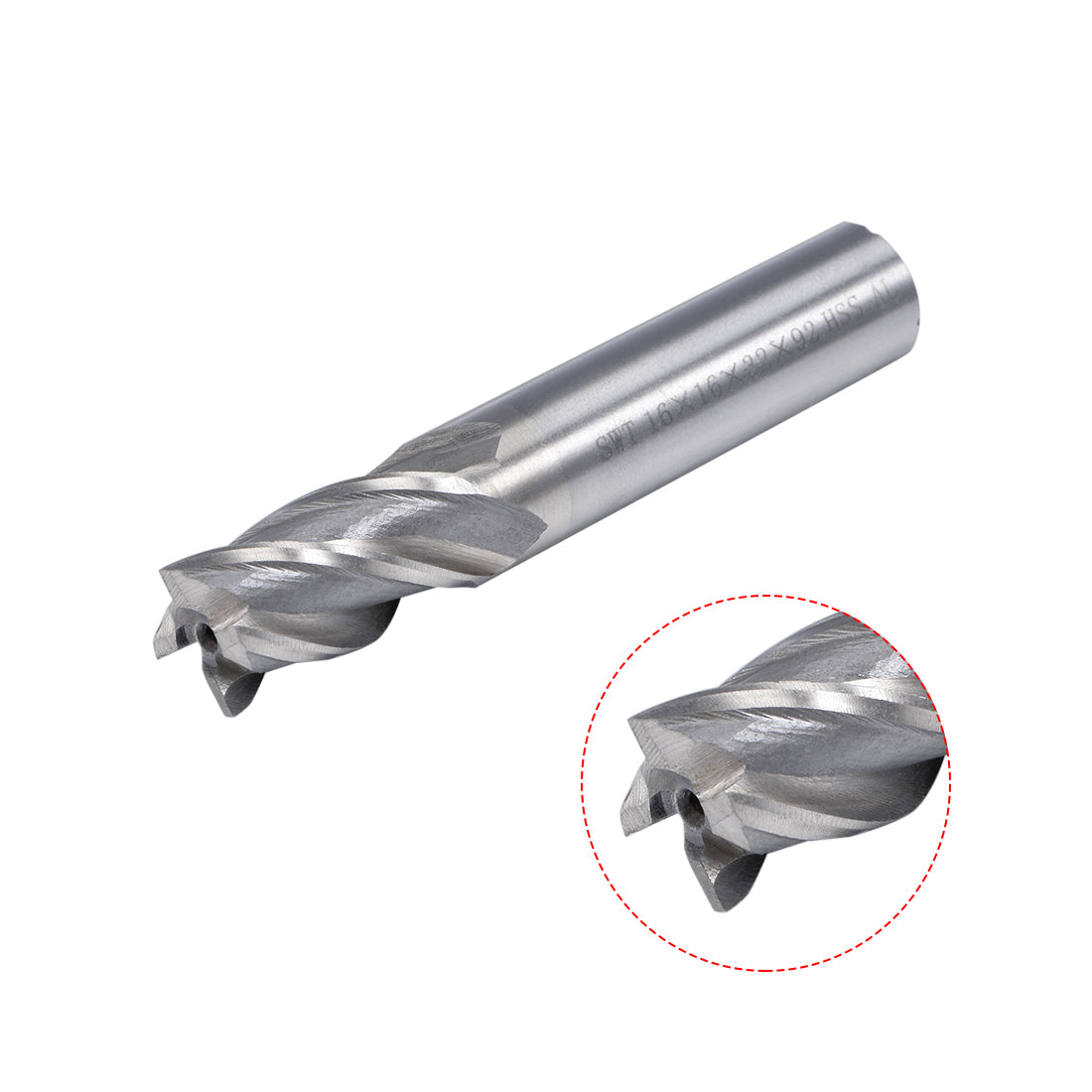 uxcell Uxcell 16mm Shank 16mm x 32mm Straight Flat Nose End Mill Cutter CNC Router Bits 4 Flute