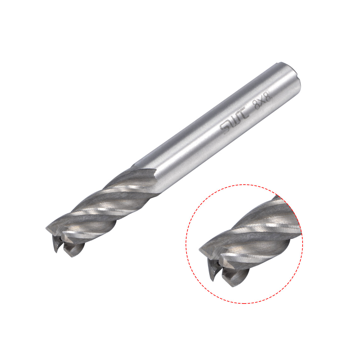 uxcell Uxcell 8mm Shank 8mm x 19mm Straight Flat Nose End Mill Cutter CNC Router Bits 4 Flute