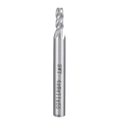 Harfington Uxcell 6mm Shank 4mm x 11mm Straight Flat Nose End Mill Cutter CNC Router Bits 4 Flute