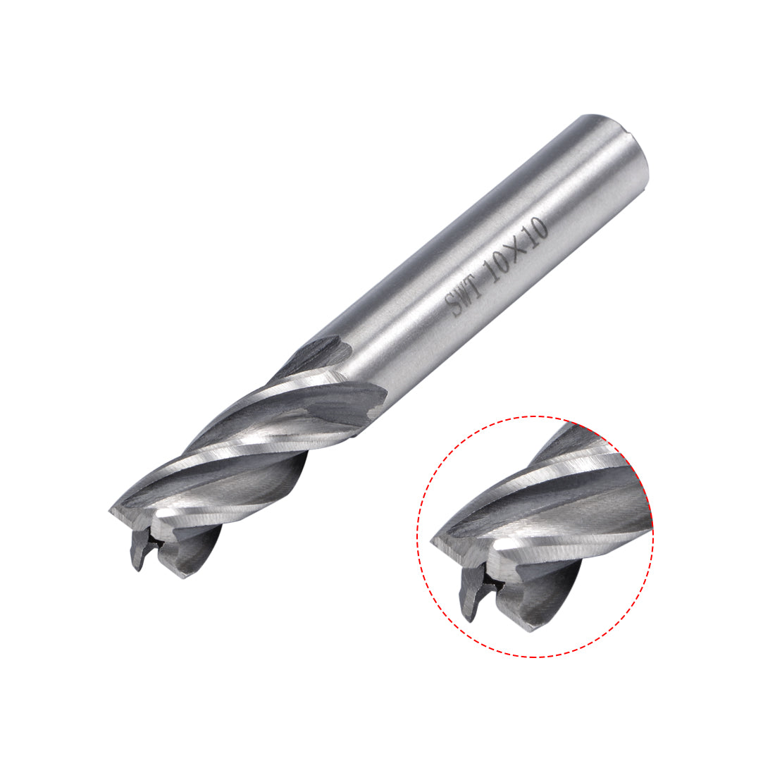 uxcell Uxcell 10mm Shank 10mm x 22mm Straight Flat Nose End Mill Cutter CNC Router Bits 4 Flute