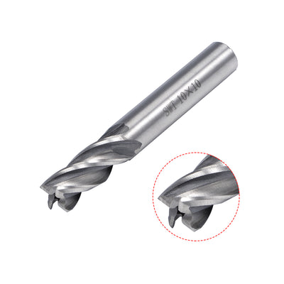 Harfington Uxcell 10mm Shank 10mm x 22mm Straight Flat Nose End Mill Cutter CNC Router Bits 4 Flute