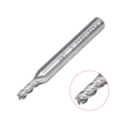 Harfington Uxcell 6mm Shank 3.5mm x 10mm Straight Flat Nose End Mill Cutter CNC Router Bits 4 Flute
