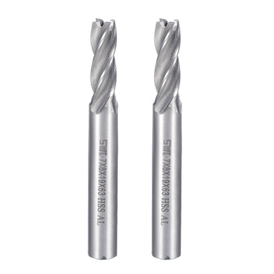 Harfington Uxcell 2PCS Straight Flat Nose End Mill Cutter CNC Router Bits 4 Flute