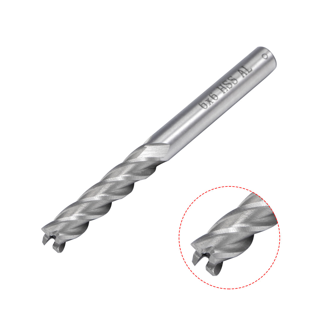 uxcell Uxcell 6mm Shank 6mm x 24mm Straight Flat Nose End Mill Cutter CNC Router Bits 4 Flute