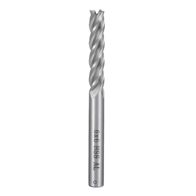 Harfington Uxcell 6mm Shank 6mm x 24mm Straight Flat Nose End Mill Cutter CNC Router Bits 4 Flute