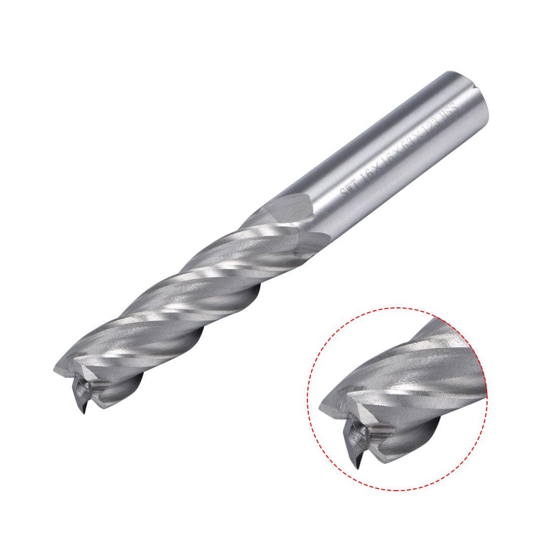 uxcell Uxcell 16mm Shank 16mm x 63mm Straight Flat Nose End Mill Cutter CNC Router Bits 4 Flute