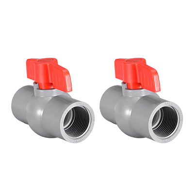 Harfington Uxcell PVC Ball Valve  Supply Pipe Knob   Threaded Ends 1" Inner Hole Diameter Red White 2Pcs