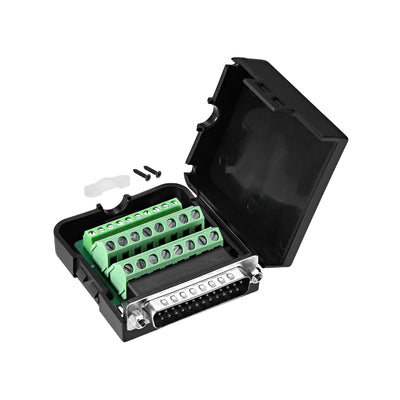 Harfington Uxcell D-sub DB25 Breakout Board Connector with Case 25 Pin 2-row Male Port Solderless Terminal Block Adapter with Positioning Nuts