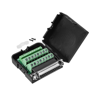 Harfington Uxcell D-sub DB25 Breakout Board Connector with Case 25 Pin 2 Row Female Port Solderless Terminal Block Adapter with Positioning Nuts