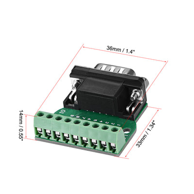 Harfington Uxcell D-sub DB9 Breakout Board Connector 9 Pin 2 Row Male RS232 Serial Port Solderless Terminal Block Adapter with Positioning Nuts