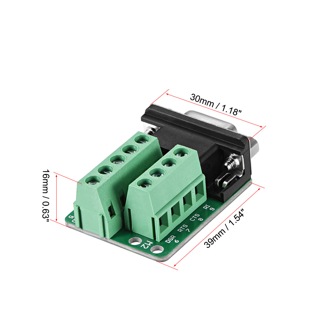 uxcell Uxcell D-sub DB9 Breakout Board Connector 9 Pin 2-row Female Port Solderless Terminal Block Adapter with Positioning Nuts