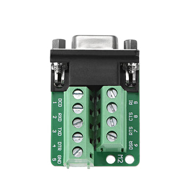 Harfington Uxcell D-sub DB9 Breakout Board Connector 9 Pin 2-row Female Port Solderless Terminal Block Adapter with Positioning Nuts