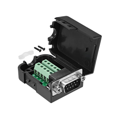 Harfington Uxcell D-sub DB9 Breakout Board Connector with Case 9 Pin 2 Row Male RS232 Serial Port Solderless Terminal Block Adapter with Positioning Nuts