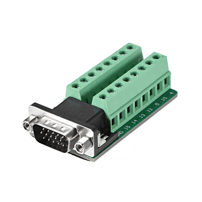 Harfington Uxcell D-sub DB15 Breakout Board Connector 15 Pin 3-row Male Port Solderless Terminal Block Adapter with Positioning Nuts