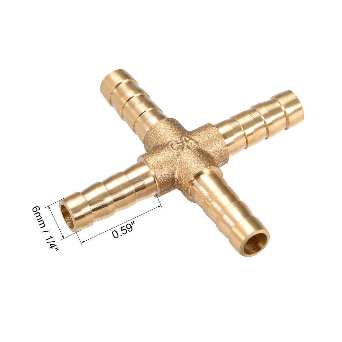 Uxcell Uxcell 8mm or 5/16" ID Brass Barb Splicer Fitting 4 Ways Brass Cross Barb Fitting