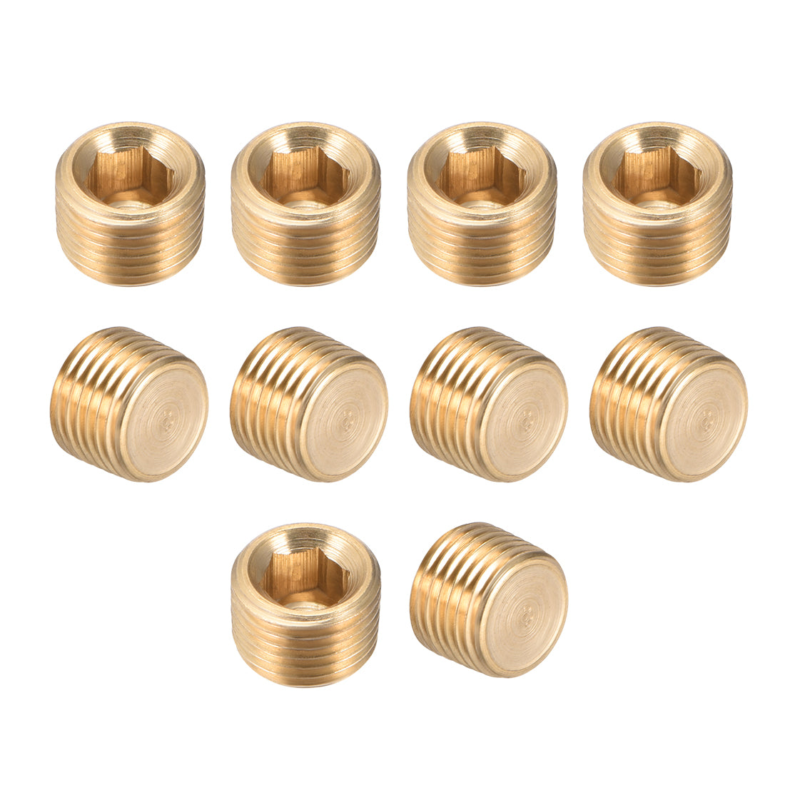 Uxcell Uxcell Brass Pipe Fitting, Hex Counter Sunk Plug, Connector Coupling , 1/4 Inch G Male Pipe Adapter 10pcs