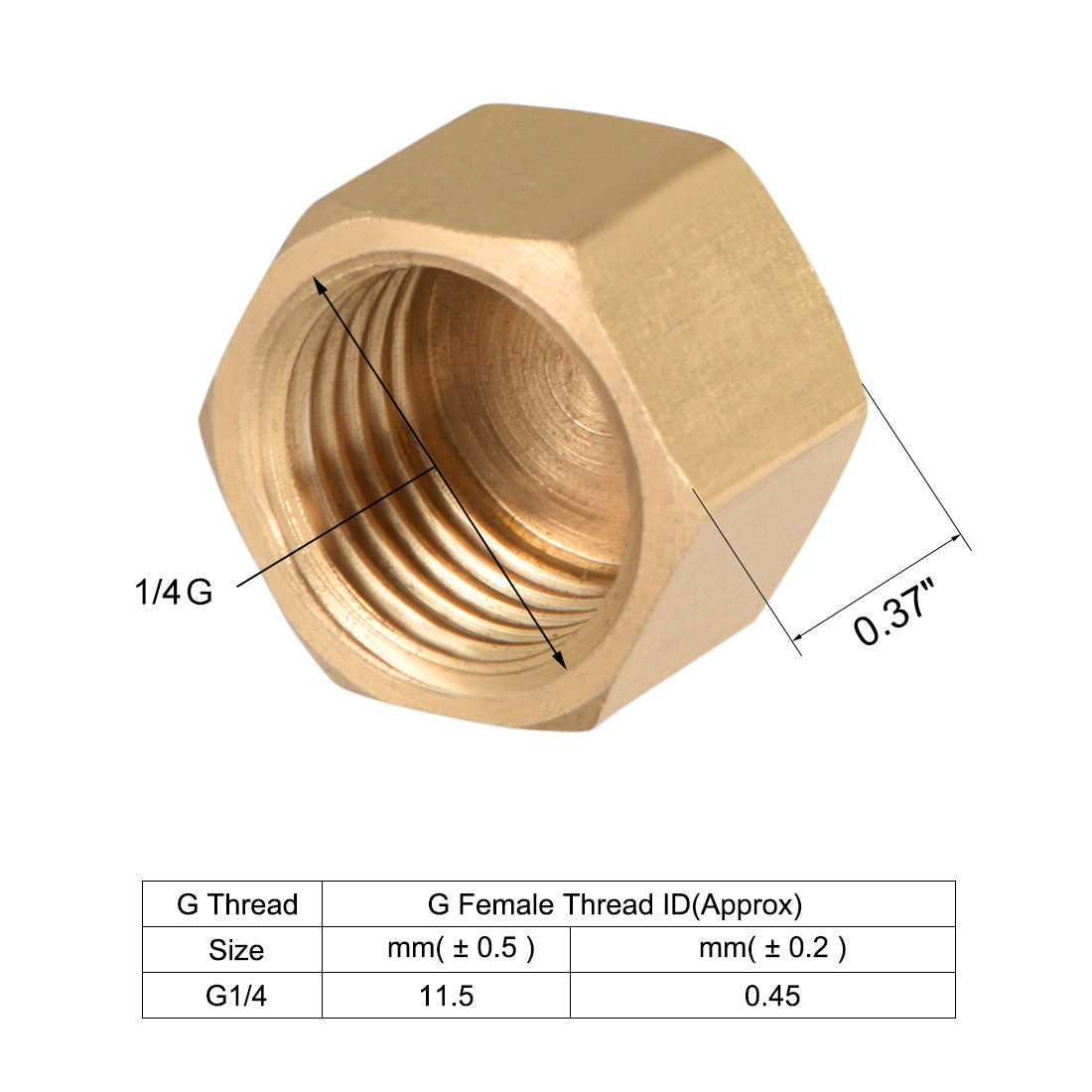 uxcell Uxcell Pipe Fitting Cap, Brass Hex Female Thread Hose Connector, for Garden and Outdoor Water Pipes Nozzle Joints 4Pcs