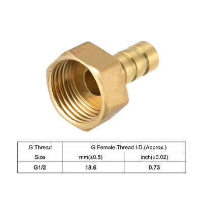Harfington Uxcell Brass Barb Hose Fitting Connector Adapter 10mm Barbed x G1/2 Female Pipe 2pcs