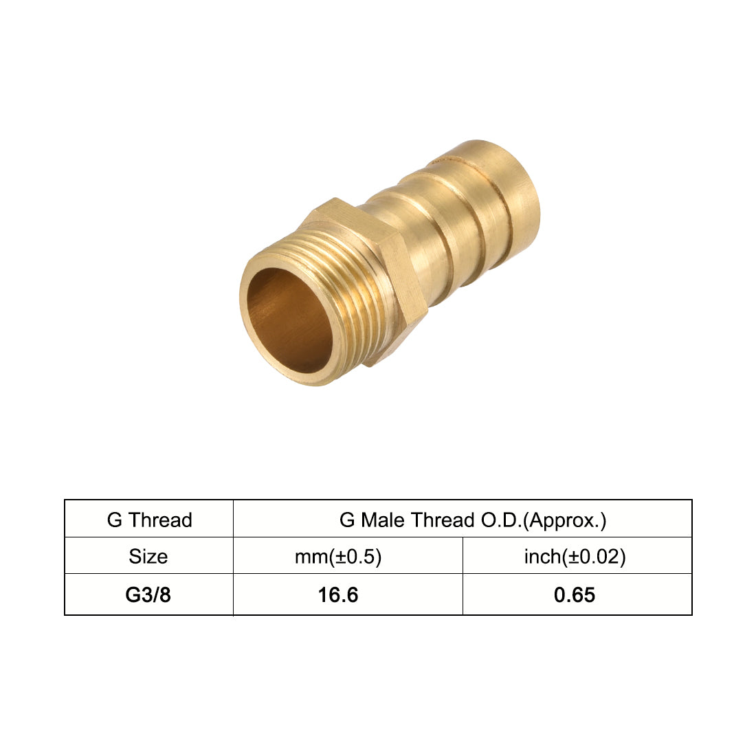 uxcell Uxcell Brass Hose Barb Fitting,Connector,14mm Barb x G3/8 Male Pipe Adapter,5Pcs