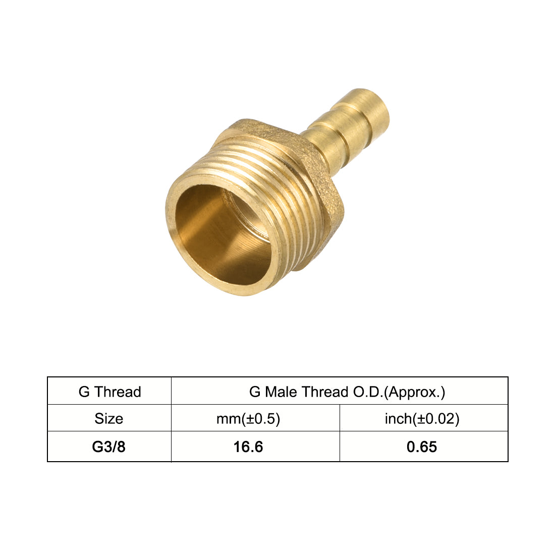 uxcell Uxcell Brass Barb Hose Fitting Connector Adapter 6mm Barbed x G3/8 Male Pipe