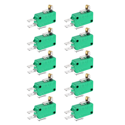 Harfington Uxcell 10PCS KW3-OZ 16A 125/250VAC SPDT NO NC Short Roller Lever Type Micro Limit Switches