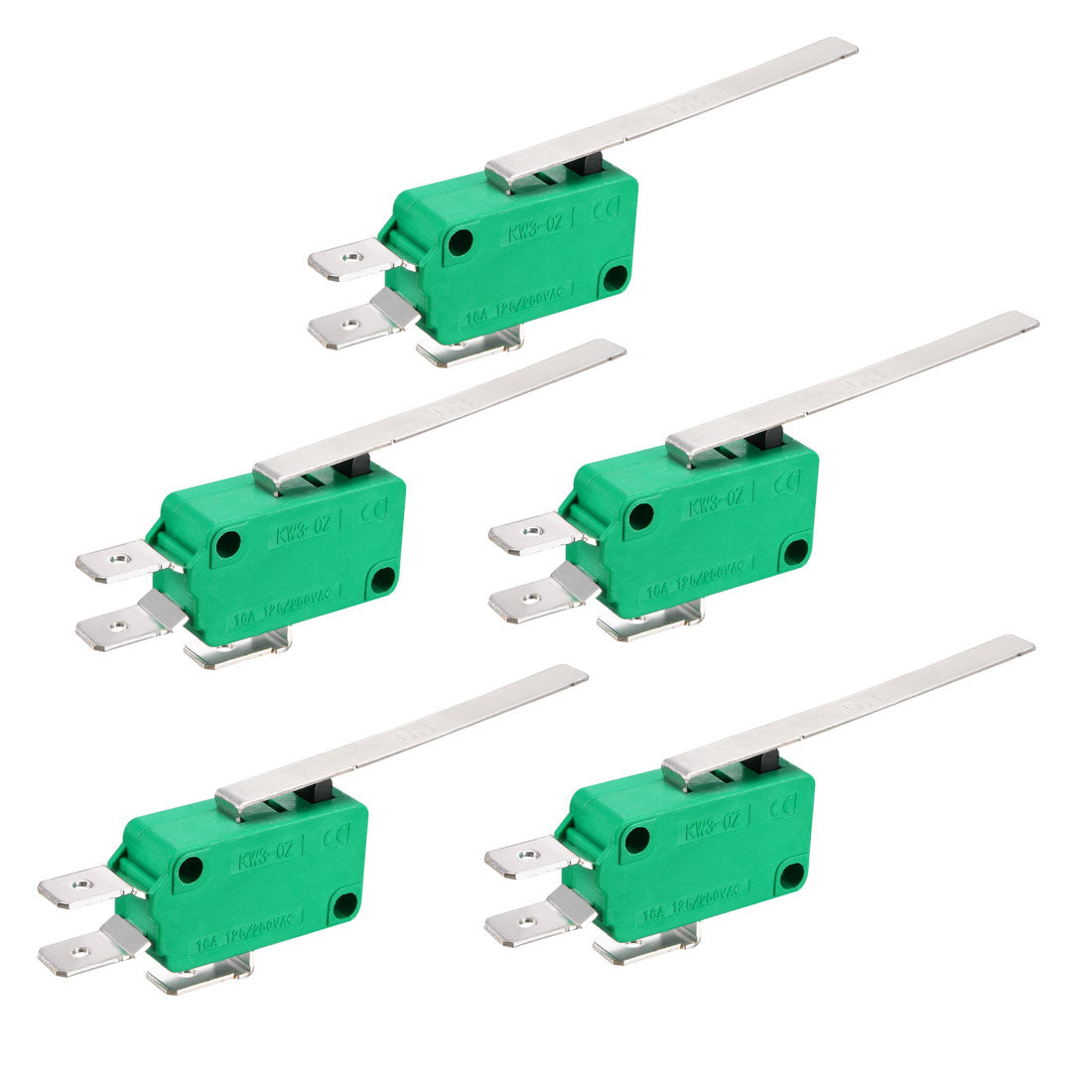 uxcell Uxcell 5PCS KW3-OZ 16A 125/250VAC Long Straight Hinge Lever Type SPDT NO NC Micro Limit Switches