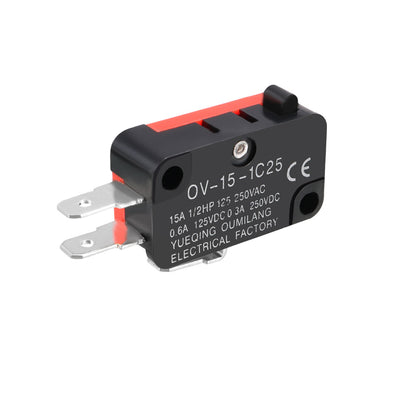 Harfington Uxcell 5PCS OV-15-1C25 15A 125/250V AC 3 Terminals Snap Button Type Micro Limit Switch