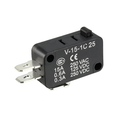 Harfington Uxcell 2PCS V-15-1C25 15A 250V AC 3 Terminals Snap Button Type Miniature Micro Switch