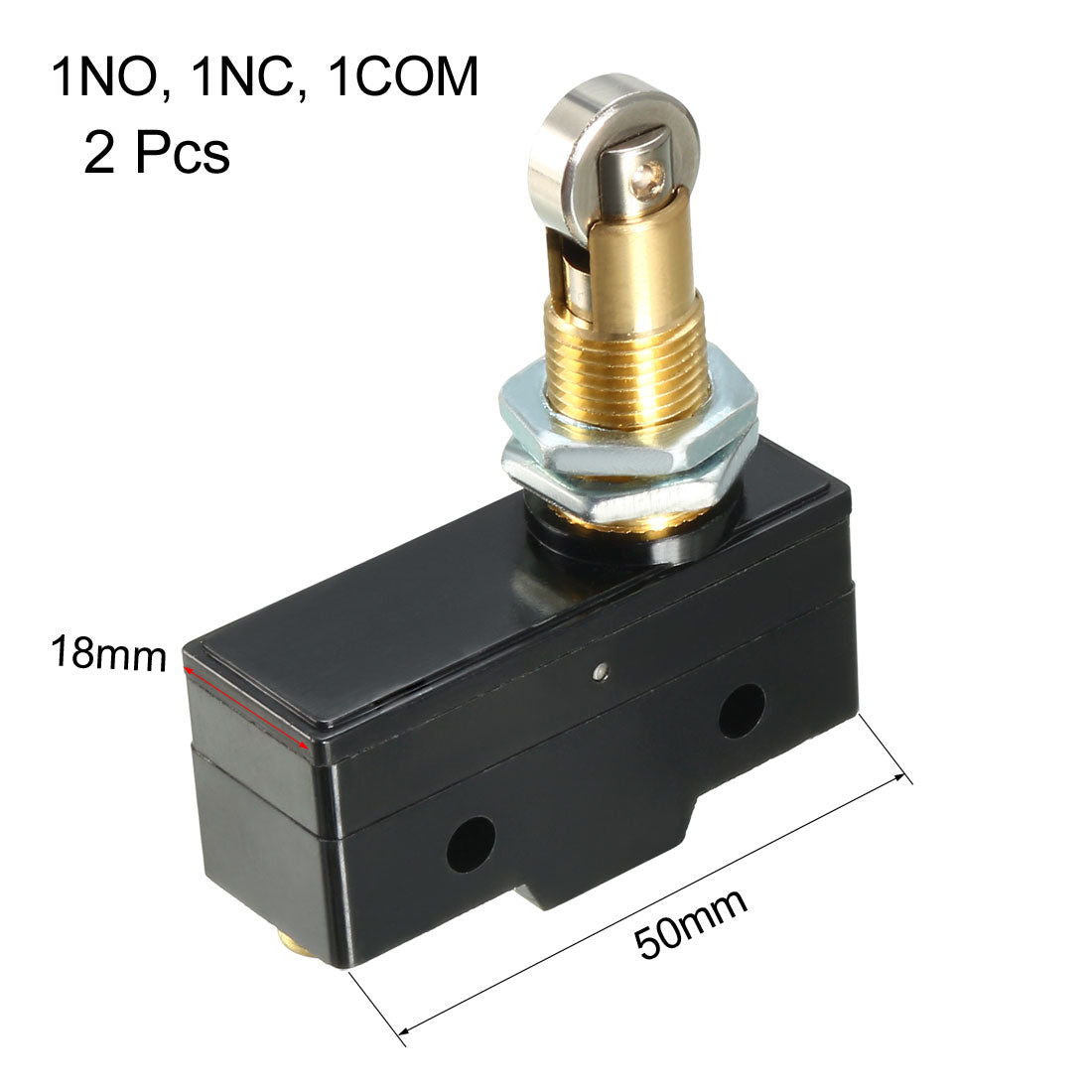 uxcell Uxcell 2PCS Z-15GQ22-B 1NO + 1NC Panel Mount Roller Plunger Micro Action Switches