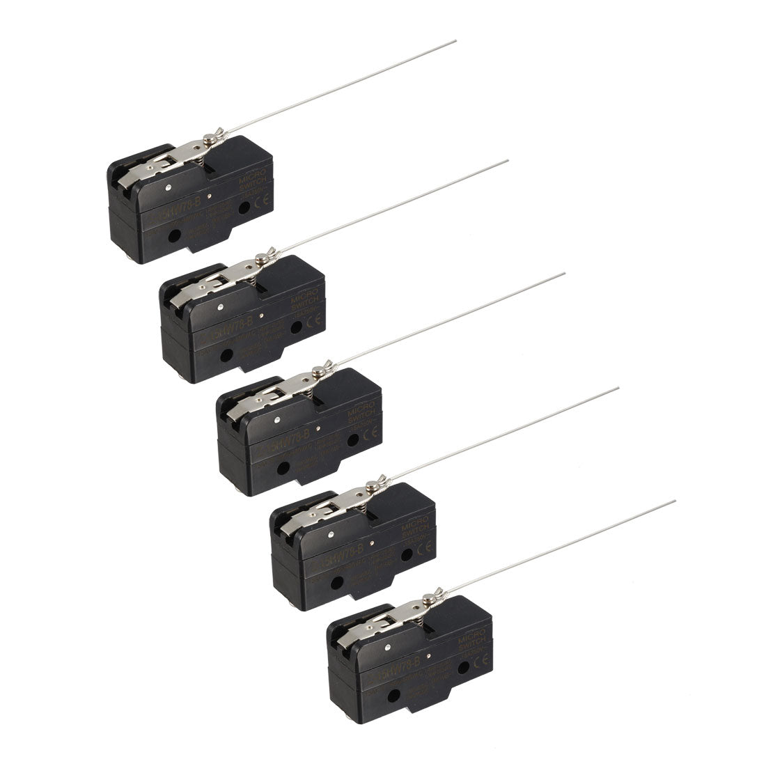 uxcell Uxcell 5PCS Z-15HW78-B 1NO + 1NC Long Steel Wire Lever Type Micro Action Switches