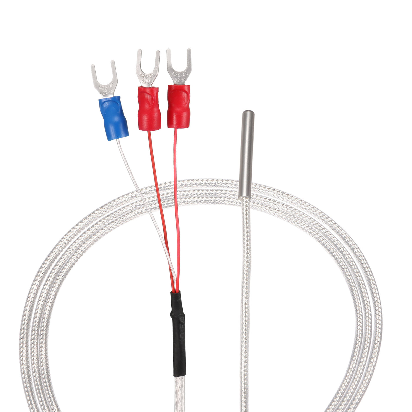 uxcell Uxcell PT100 Temperature Sensor Probe 3 Wires Cable Thermocouple Stainless Steel 200cm(6.56ft) (Temperature Rang: -20~420°C)