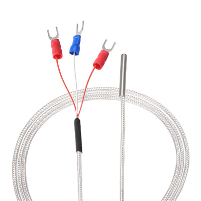 Harfington Uxcell PT100 RTD Temperature Sensor Probe Three-wire System Cable Thermocouple Stainless Steel 100cm(3.3ft) (Temperature Rang:  -50 to 200C)