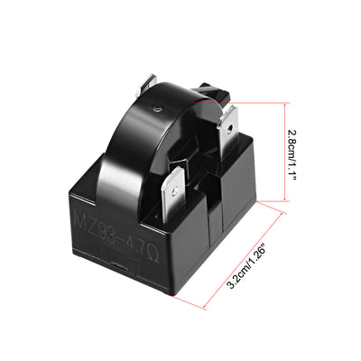 Harfington Uxcell 2 Pcs 4.7 Ohm 3 Pin Refrigerator  Starter Relay Black