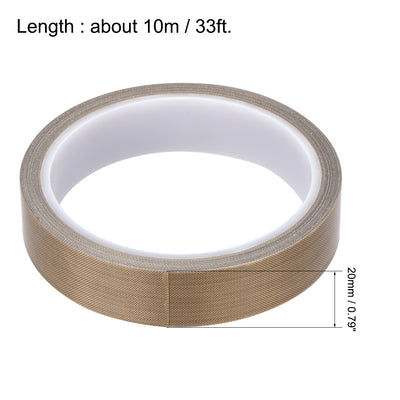 Harfington Uxcell Heat Resistant Tape - High Temperature Heat Transfer Tape PTFE Film Adhesive Tape 20mm x 10m(33ft)