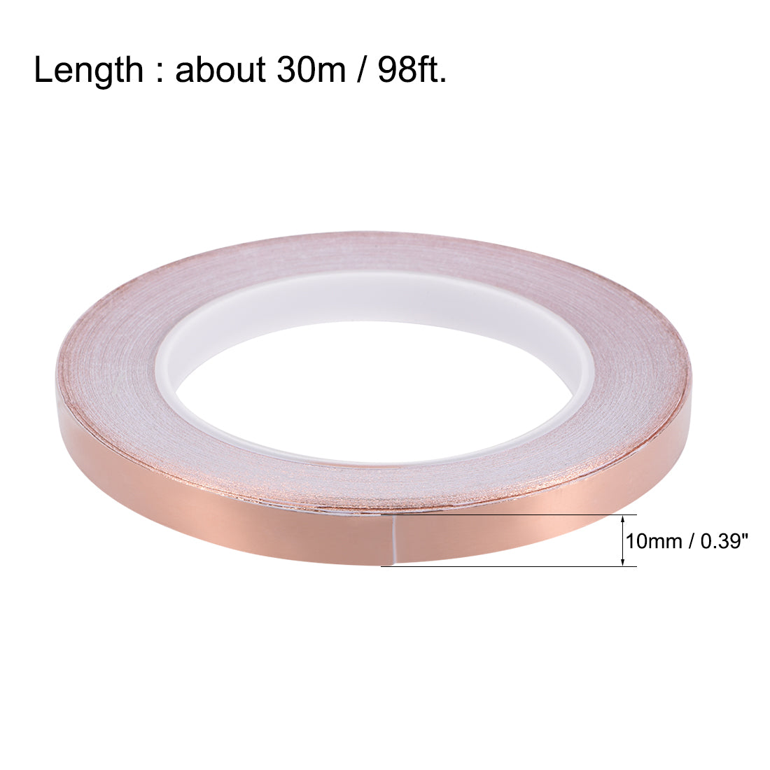 uxcell Uxcell Single-sided Conductive Tape Copper Foil Tape 10mm x 30m(98ft) for EMI Shielding, Stained Glass, Electrical Repairs