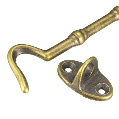 Harfington Uxcell 4.1" Cabin Hooks Eye Latch Door Gate Swivel Window Brass Hook with Mounting Screws Antique Bronze 2pcs